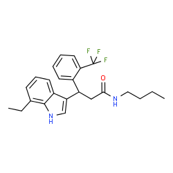ChemSpider 2D Image | N-Butyl-3-(7-ethyl-1H-indol-3-yl)-3-[2-(trifluoromethyl)phenyl]propanamide | C24H27F3N2O