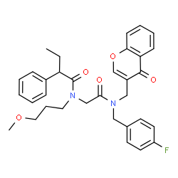 ChemSpider 2D Image | N-(2-{(4-Fluorobenzyl)[(4-oxo-4H-chromen-3-yl)methyl]amino}-2-oxoethyl)-N-(3-methoxypropyl)-2-phenylbutanamide | C33H35FN2O5