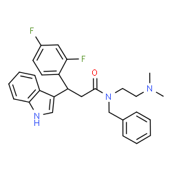 ChemSpider 2D Image | N-Benzyl-3-(2,4-difluorophenyl)-N-[2-(dimethylamino)ethyl]-3-(1H-indol-3-yl)propanamide | C28H29F2N3O