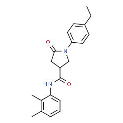 ChemSpider 2D Image | N-(2,3-Dimethylphenyl)-1-(4-ethylphenyl)-5-oxo-3-pyrrolidinecarboxamide | C21H24N2O2