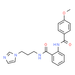 ChemSpider 2D Image | N-[3-(1H-Imidazol-1-yl)propyl]-2-[(4-methoxybenzoyl)amino]benzamide | C21H22N4O3