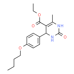 ChemSpider 2D Image | Ethyl 4-(4-butoxyphenyl)-6-methyl-2-oxo-1,2,3,4-tetrahydro-5-pyrimidinecarboxylate | C18H24N2O4