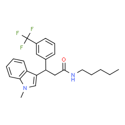 ChemSpider 2D Image | 3-(1-Methyl-1H-indol-3-yl)-N-pentyl-3-[3-(trifluoromethyl)phenyl]propanamide | C24H27F3N2O