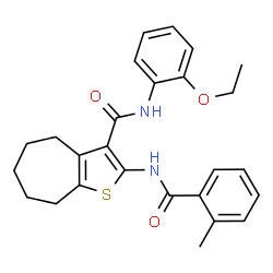 ChemSpider 2D Image | N-(2-Ethoxyphenyl)-2-[(2-methylbenzoyl)amino]-5,6,7,8-tetrahydro-4H-cyclohepta[b]thiophene-3-carboxamide | C26H28N2O3S
