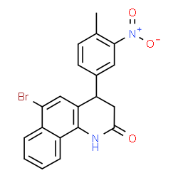 ChemSpider 2D Image | 6-Bromo-4-(4-methyl-3-nitrophenyl)-3,4-dihydrobenzo[h]quinolin-2(1H)-one | C20H15BrN2O3