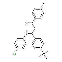 ChemSpider 2D Image | 3-[(4-Chlorophenyl)amino]-1-(4-methylphenyl)-3-[4-(2-methyl-2-propanyl)phenyl]-1-propanone | C26H28ClNO
