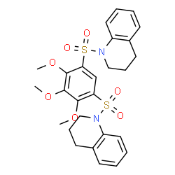 ChemSpider 2D Image | 1,1'-[(4,5,6-Trimethoxy-1,3-phenylene)disulfonyl]di-1,2,3,4-tetrahydroquinoline | C27H30N2O7S2