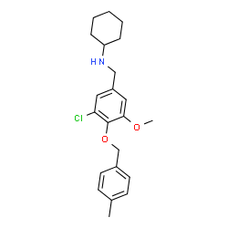 ChemSpider 2D Image | N-{3-Chloro-5-methoxy-4-[(4-methylbenzyl)oxy]benzyl}cyclohexanamine | C22H28ClNO2