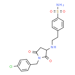 ChemSpider 2D Image | 4-(2-{[1-(4-Chlorobenzyl)-2,5-dioxo-3-pyrrolidinyl]amino}ethyl)benzenesulfonamide | C19H20ClN3O4S