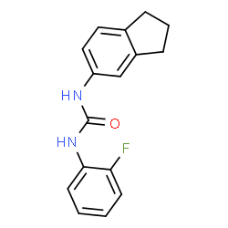 ChemSpider 2D Image | 1-(2,3-Dihydro-1H-inden-5-yl)-3-(2-fluorophenyl)urea | C16H15FN2O