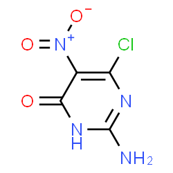 ChemSpider 2D Image | 2-amino-6-chloro-5-nitropyrimidin-4-ol | C4H3ClN4O3