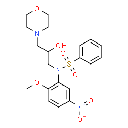 ChemSpider 2D Image | N-[2-Hydroxy-3-(4-morpholinyl)propyl]-N-(2-methoxy-5-nitrophenyl)benzenesulfonamide | C20H25N3O7S