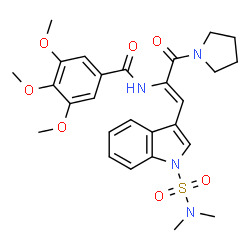 ChemSpider 2D Image | N-[(1Z)-1-[1-(Dimethylsulfamoyl)-1H-indol-3-yl]-3-oxo-3-(1-pyrrolidinyl)-1-propen-2-yl]-3,4,5-trimethoxybenzamide | C27H32N4O7S