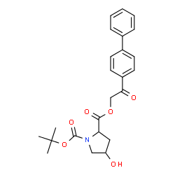 ChemSpider 2D Image | 2-[2-(4-Biphenylyl)-2-oxoethyl] 1-(2-methyl-2-propanyl) 4-hydroxy-1,2-pyrrolidinedicarboxylate | C24H27NO6