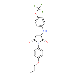 ChemSpider 2D Image | 1-(4-Propoxyphenyl)-3-{[4-(trifluoromethoxy)phenyl]amino}-2,5-pyrrolidinedione | C20H19F3N2O4
