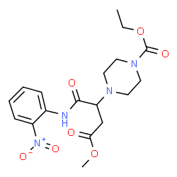 ChemSpider 2D Image | Ethyl 4-{4-methoxy-1-[(2-nitrophenyl)amino]-1,4-dioxo-2-butanyl}-1-piperazinecarboxylate | C18H24N4O7