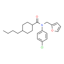 ChemSpider 2D Image | 4-Butyl-N-(4-chlorophenyl)-N-(2-furylmethyl)cyclohexanecarboxamide | C22H28ClNO2