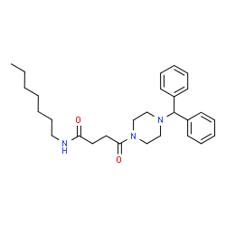 ChemSpider 2D Image | 4-[4-(Diphenylmethyl)-1-piperazinyl]-N-heptyl-4-oxobutanamide | C28H39N3O2