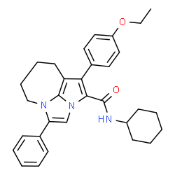 ChemSpider 2D Image | N-Cyclohexyl-1-(4-ethoxyphenyl)-4-phenyl-5,6,7,8-tetrahydro-2a,4a-diazacyclopenta[cd]azulene-2-carboxamide | C31H35N3O2