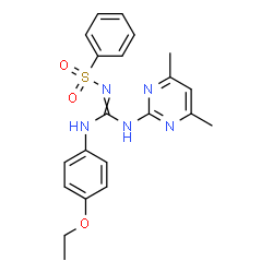ChemSpider 2D Image | N-{[(4,6-Dimethyl-2-pyrimidinyl)amino][(4-ethoxyphenyl)amino]methylene}benzenesulfonamide | C21H23N5O3S