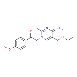 ChemSpider 2D Image | 5-(Ethoxymethyl)-1-[2-(4-methoxyphenyl)-2-oxoethyl]-2-methyl-4(1H)-pyrimidiniminium | C17H22N3O3