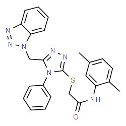ChemSpider 2D Image | 2-{[5-(1H-Benzotriazol-1-ylmethyl)-4-phenyl-4H-1,2,4-triazol-3-yl]sulfanyl}-N-(2,5-dimethylphenyl)acetamide | C25H23N7OS