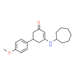 ChemSpider 2D Image | 3-(Cycloheptylamino)-5-(4-methoxyphenyl)-2-cyclohexen-1-one | C20H27NO2