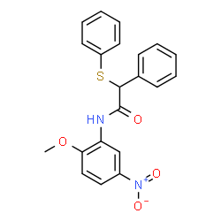 ChemSpider 2D Image | N-(2-Methoxy-5-nitrophenyl)-2-phenyl-2-(phenylsulfanyl)acetamide | C21H18N2O4S