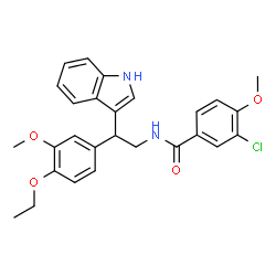 ChemSpider 2D Image | 3-Chloro-N-[2-(4-ethoxy-3-methoxyphenyl)-2-(1H-indol-3-yl)ethyl]-4-methoxybenzamide | C27H27ClN2O4
