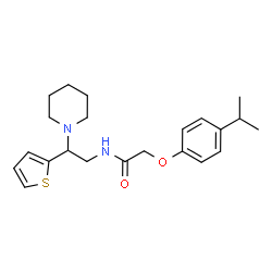 ChemSpider 2D Image | 2-(4-Isopropylphenoxy)-N-[2-(1-piperidinyl)-2-(2-thienyl)ethyl]acetamide | C22H30N2O2S