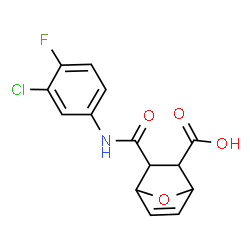 ChemSpider 2D Image | 3-[(3-Chloro-4-fluorophenyl)carbamoyl]-7-oxabicyclo[2.2.1]hept-5-ene-2-carboxylic acid | C14H11ClFNO4