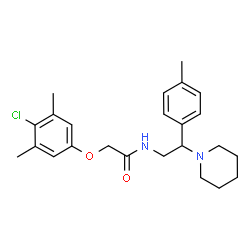 ChemSpider 2D Image | 2-(4-Chloro-3,5-dimethylphenoxy)-N-[2-(4-methylphenyl)-2-(1-piperidinyl)ethyl]acetamide | C24H31ClN2O2