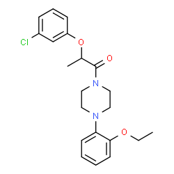 ChemSpider 2D Image | 2-(3-Chlorophenoxy)-1-[4-(2-ethoxyphenyl)-1-piperazinyl]-1-propanone | C21H25ClN2O3