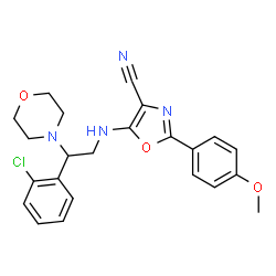 ChemSpider 2D Image | 5-{[2-(2-Chlorophenyl)-2-(4-morpholinyl)ethyl]amino}-2-(4-methoxyphenyl)-1,3-oxazole-4-carbonitrile | C23H23ClN4O3