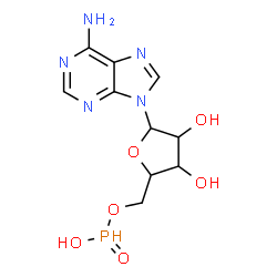 ChemSpider 2D Image | [5-(6-aminopurin-9-yl)-3,4-dihydroxy-tetrahydrofuran-2-yl]methoxyphosphinic acid | C10H14N5O6P