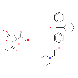 ChemSpider 2D Image | Cyclohexyl{4-[2-(diethylamino)ethoxy]phenyl}phenylmethanol 2-hydroxy-1,2,3-propanetricarboxylate (1:1) | C31H43NO9