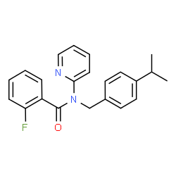 ChemSpider 2D Image | 2-Fluoro-N-(4-isopropylbenzyl)-N-(2-pyridinyl)benzamide | C22H21FN2O