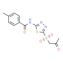 ChemSpider 2D Image | 4-Methyl-N-{5-[(2-oxopropyl)sulfonyl]-1,3,4-thiadiazol-2-yl}benzamide | C13H13N3O4S2