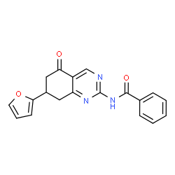 ChemSpider 2D Image | N-[7-(2-Furyl)-5-oxo-5,6,7,8-tetrahydro-2-quinazolinyl]benzamide | C19H15N3O3