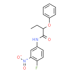 ChemSpider 2D Image | N-(4-Fluoro-3-nitrophenyl)-2-phenoxybutanamide | C16H15FN2O4