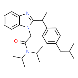 ChemSpider 2D Image | 2-{2-[1-(4-Isobutylphenyl)ethyl]-1H-benzimidazol-1-yl}-N,N-diisopropylacetamide | C27H37N3O