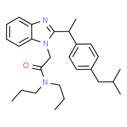 ChemSpider 2D Image | 2-{2-[1-(4-Isobutylphenyl)ethyl]-1H-benzimidazol-1-yl}-N,N-dipropylacetamide | C27H37N3O