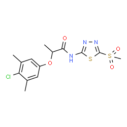 ChemSpider 2D Image | 2-(4-Chloro-3,5-dimethylphenoxy)-N-[5-(methylsulfonyl)-1,3,4-thiadiazol-2-yl]propanamide | C14H16ClN3O4S2