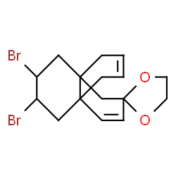 ChemSpider 2D Image | 12',13'-Dibromospiro[1,3-dioxolane-2,3'-tricyclo[4.4.4.0~1,6~]tetradeca[4,8]diene] | C16H20Br2O2