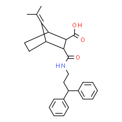 ChemSpider 2D Image | 3-[(3,3-Diphenylpropyl)carbamoyl]-7-isopropylidenebicyclo[2.2.1]heptane-2-carboxylic acid | C27H31NO3
