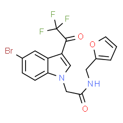 ChemSpider 2D Image | 2-[5-Bromo-3-(trifluoroacetyl)-1H-indol-1-yl]-N-(2-furylmethyl)acetamide | C17H12BrF3N2O3