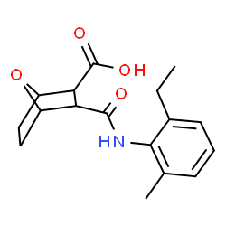ChemSpider 2D Image | 3-[(2-Ethyl-6-methylphenyl)carbamoyl]-7-oxabicyclo[2.2.1]heptane-2-carboxylic acid | C17H21NO4