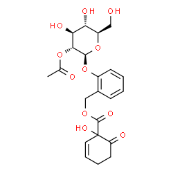 ChemSpider 2D Image | 2-[(2-O-Acetyl-beta-D-glucopyranosyl)oxy]benzyl 1-hydroxy-6-oxo-2-cyclohexene-1-carboxylate | C22H26O11
