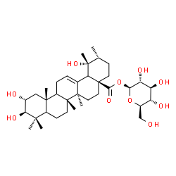 ChemSpider 2D Image | 1-O-[(2alpha,3beta,5xi,9xi,18xi)-2,3,19-Trihydroxy-28-oxours-12-en-28-yl]-beta-D-glucopyranose | C36H58O10