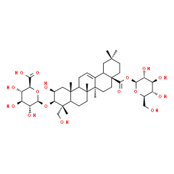 ChemSpider 2D Image | 1-O-[(2beta,3beta,5xi,9xi,18xi)-3-(beta-D-Glucopyranuronosyloxy)-2,23-dihydroxy-28-oxoolean-12-en-28-yl]-beta-D-glucopyranose | C42H66O16